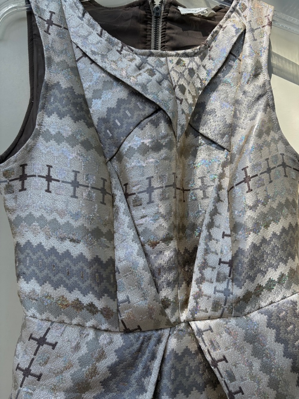 Sugarlips Silver Gray Patterned Peplum Midi Dress - Picture 7 of 8